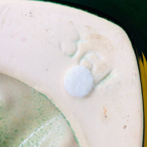 70s Beauceware Oversized Green Maple Leaf Ceramic Console Bowl Organic Decor - Picture 6 of 11